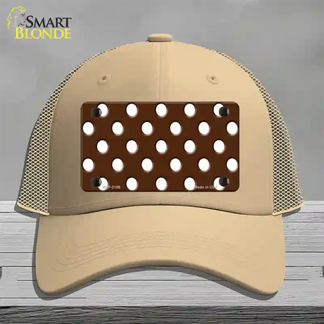 White Brown Polka DotsNovelty License Plate Hat Mesh / Khaki