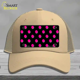 Hot Pink Polka Dots Black Novelty License Plate Hat Mesh / Khaki