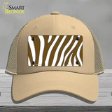 Brown White Zebra Novelty License Plate Hat Mesh / Khaki