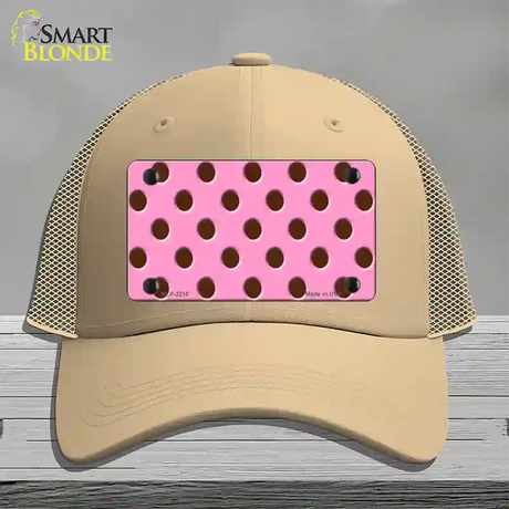 Chocolate Brown Polka Dots Pink Novelty License Plate Hat Mesh / Khaki