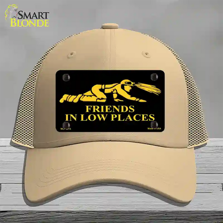 Miners Friends In Low Places Novelty License Plate Hat Mesh / Khaki