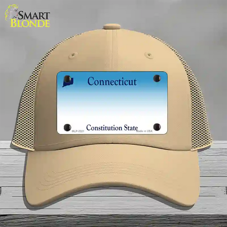 Connecticut State Blank Novelty License Plate Hat Mesh / Khaki