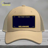 Delaware State Blank Novelty License Plate Hat Mesh / Khaki