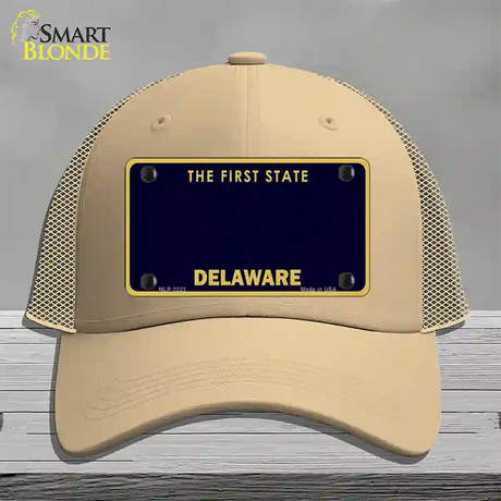 Delaware State Blank Novelty License Plate Hat Mesh / Khaki