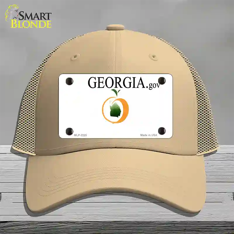 Georgia State Blank Novelty License Plate Hat Mesh / Khaki