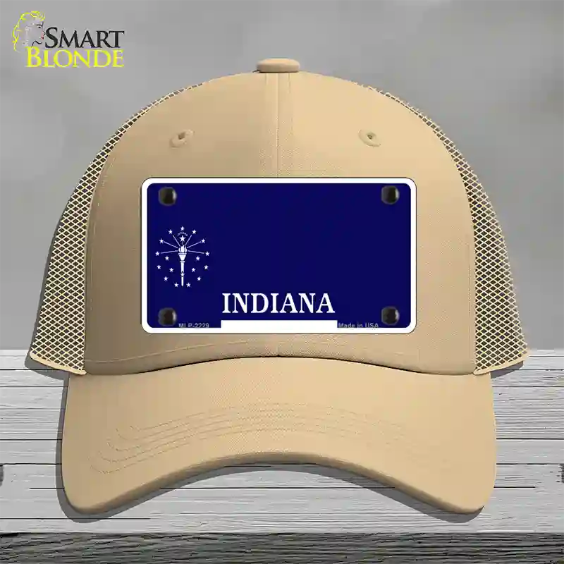 Indiana State Blank Novelty License Plate Hat Mesh / Khaki