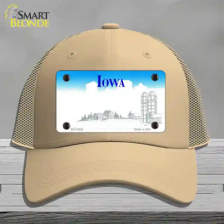 Iowa State Blank Novelty License Plate Hat Mesh / Khaki