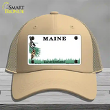 Maine State Blank Novelty License Plate Hat Mesh / Khaki