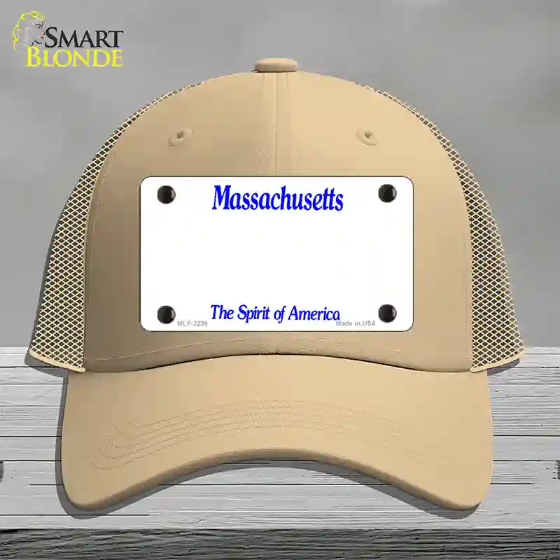 Massachusetts State Blank Novelty License Plate Hat Mesh / Khaki