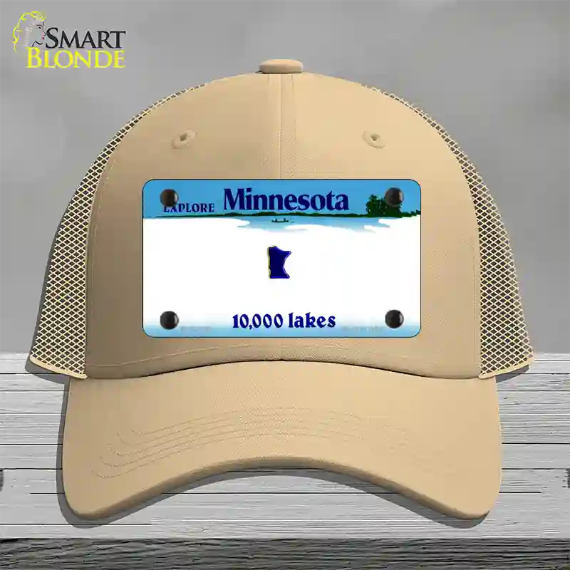 Minnesota State Blank Novelty License Plate Hat Mesh / Khaki