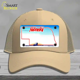 Nebraska State Blank Novelty License Plate Hat Mesh / Khaki