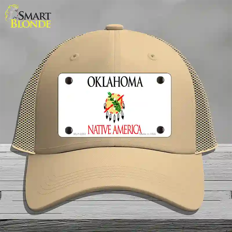 Oklahoma State Blank Novelty License Plate Hat Mesh / Khaki