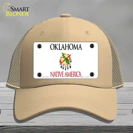 Oklahoma State Blank Novelty License Plate Hat Mesh / Khaki