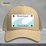 Rhode Island State Blank Novelty License Plate Hat Mesh / Khaki