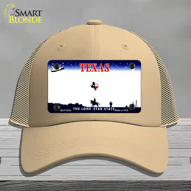 Texas State Blank Novelty License Plate Hat Mesh / Khaki