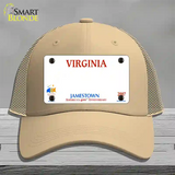 Virginia State Blank Novelty License Plate Hat Mesh / Khaki