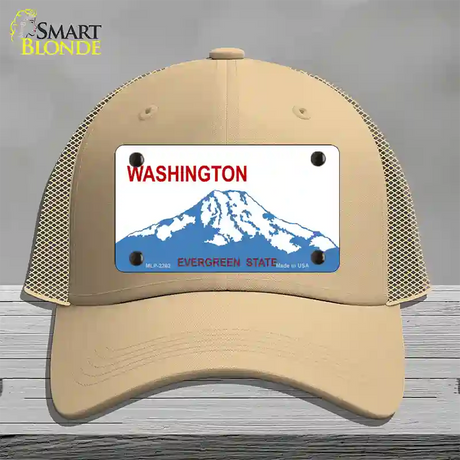 Washington State Blank Novelty License Plate Hat Mesh / Khaki