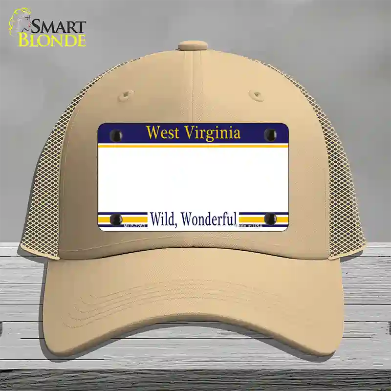 West Virginia State Blank Novelty License Plate Hat Mesh / Khaki