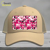 Pink Camouflage Novelty License Plate Hat Mesh / Khaki