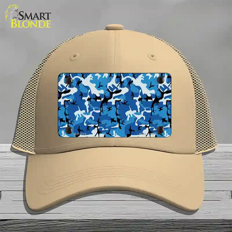 Blue Camouflage Novelty License Plate Hat Mesh / Khaki