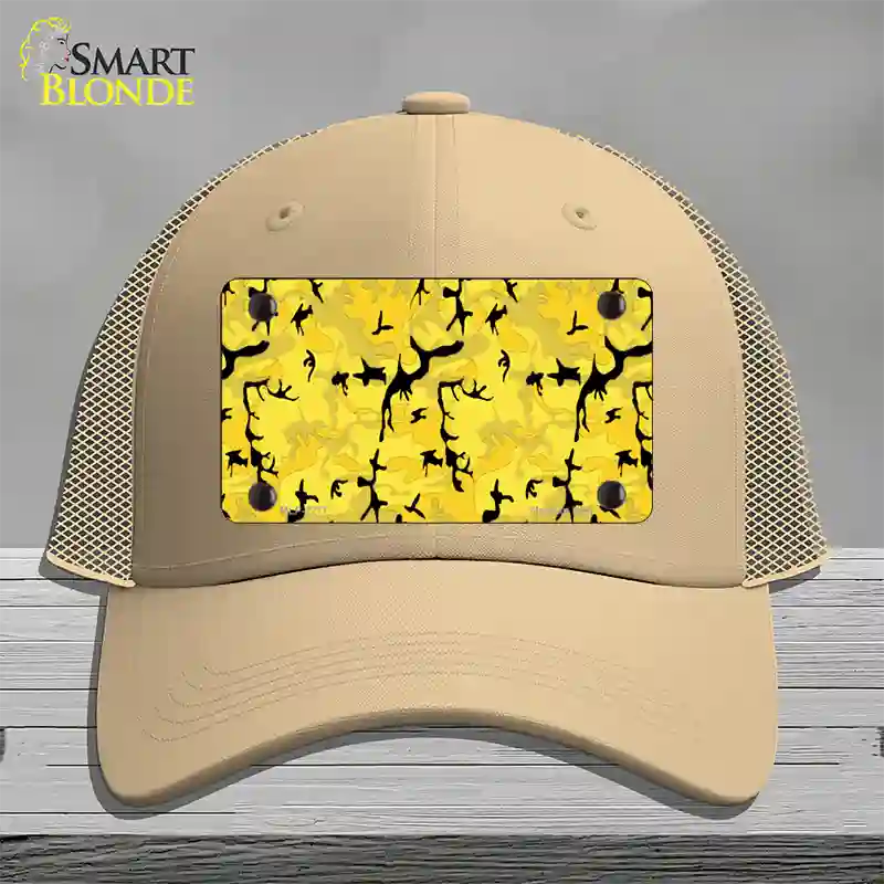 Yellow Camouflage Novelty License Plate Hat Mesh / Khaki