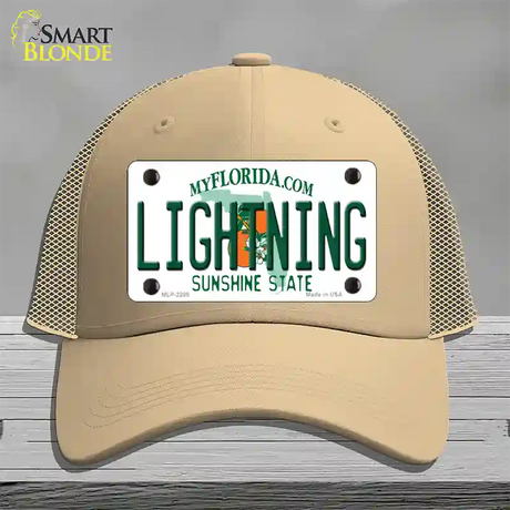 Lightning Florida State Novelty License Plate Hat Mesh / Khaki