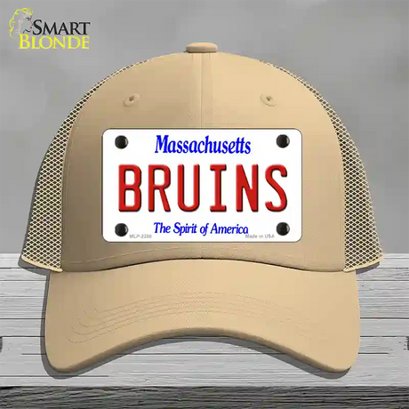 Bruins Massachusetts State Novelty License Plate Hat Mesh / Khaki