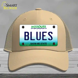 Blues Missouri State Novelty License Plate Hat Mesh / Khaki