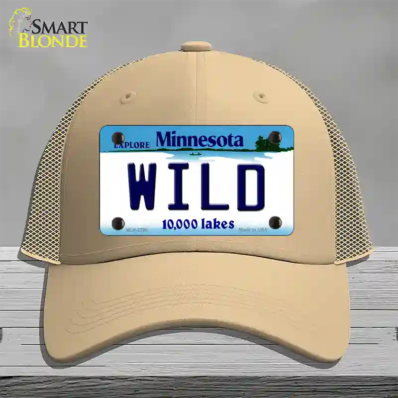 Wild Minnesota State Novelty License Plate Hat Mesh / Khaki