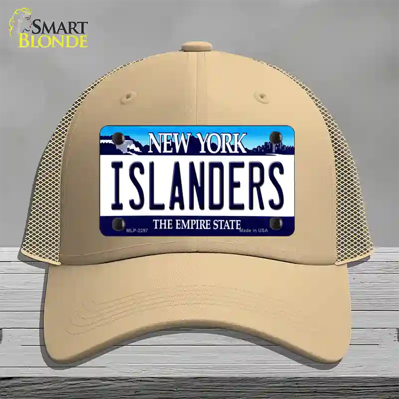 Islanders New York State Novelty License Plate Hat Mesh / Khaki