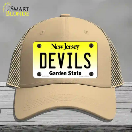 Devils New Jersey State Novelty License Plate Hat Mesh / Khaki