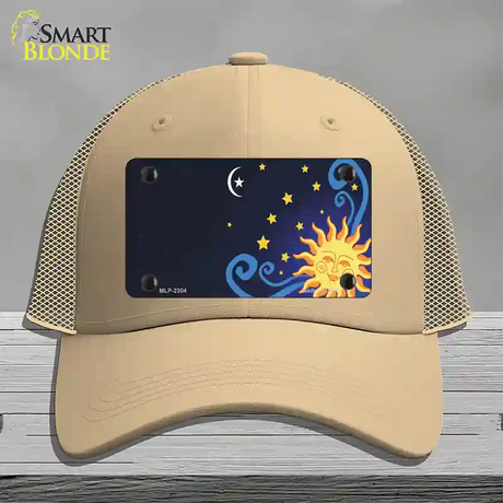 Celestial Sun Offset Novelty License Plate Hat Mesh / Khaki