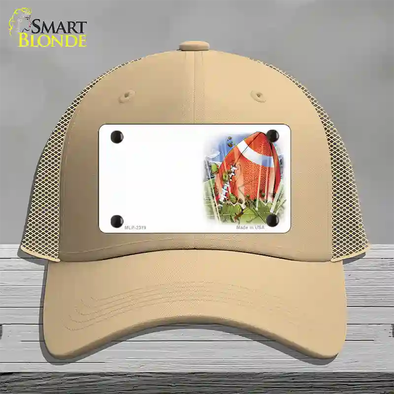 Football Offset Novelty License Plate Hat Mesh / Khaki