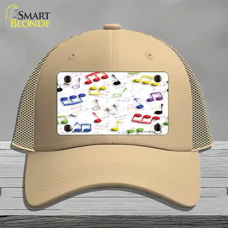 Musical Notes Multi-Color Novelty License Plate Hat Mesh / Khaki