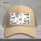 Musical Notes Black White Novelty License Plate Hat Mesh / Khaki