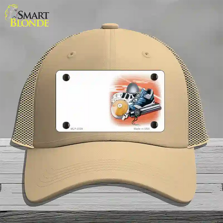 Track And Field Offset Novelty License Plate Hat Mesh / Khaki