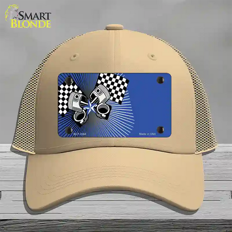 Racing Pistons Offset Novelty License Plate Hat Mesh / Khaki