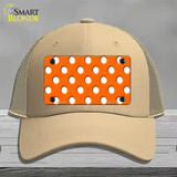 White Polka Dots Orange Novelty License Plate Hat Mesh / Khaki