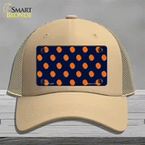 Orange Polka Dots Navy Blue Novelty License Plate Hat Mesh / Khaki