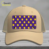 Yellow Polka Dots Purple Novelty License Plate Hat Mesh / Khaki