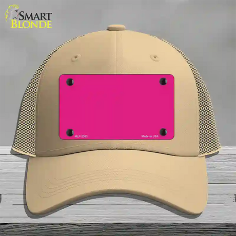 Pink Solid Novelty License Plate Hat Mesh / Khaki