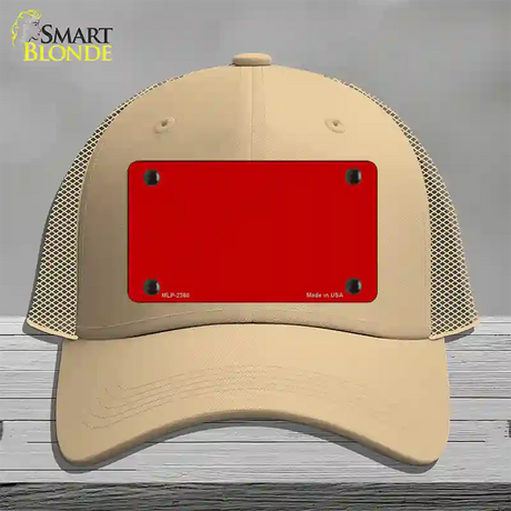 Red Solid Novelty License Plate Hat Mesh / Khaki