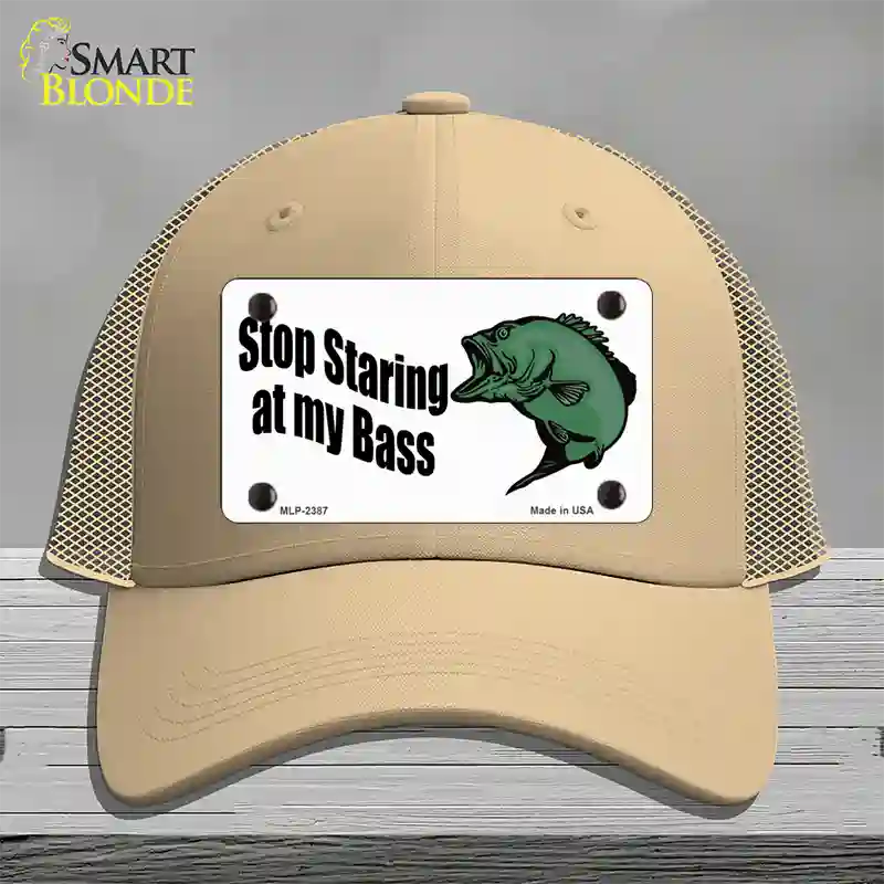 Stop Staring At My Bass Novelty License Plate Hat Mesh / Khaki