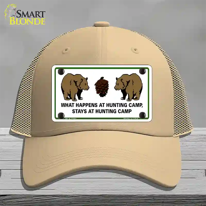 What Happens At Camp Novelty License Plate Hat Mesh / Khaki