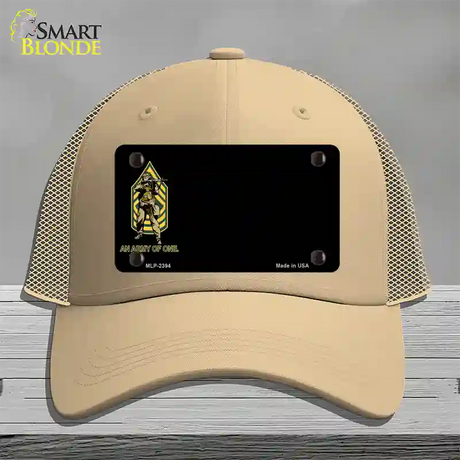 An Army of One Offset Novelty License Plate Hat Mesh / Khaki