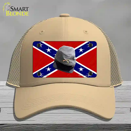 Confederate Army Cap Novelty License Plate Hat Mesh / Khaki