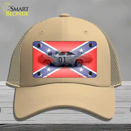 Confederate Flag Charger Novelty License Plate Hat Mesh / Khaki