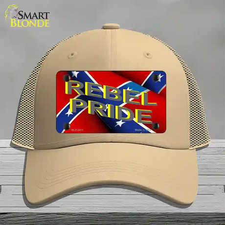 Rebel Pride Novelty License Plate Hat Mesh / Khaki