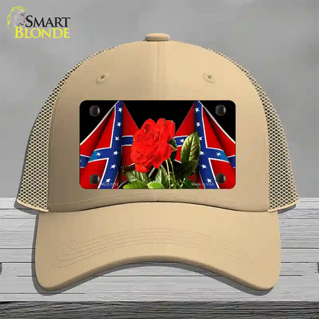 Rebel Rose Novelty License Plate Hat Mesh / Khaki