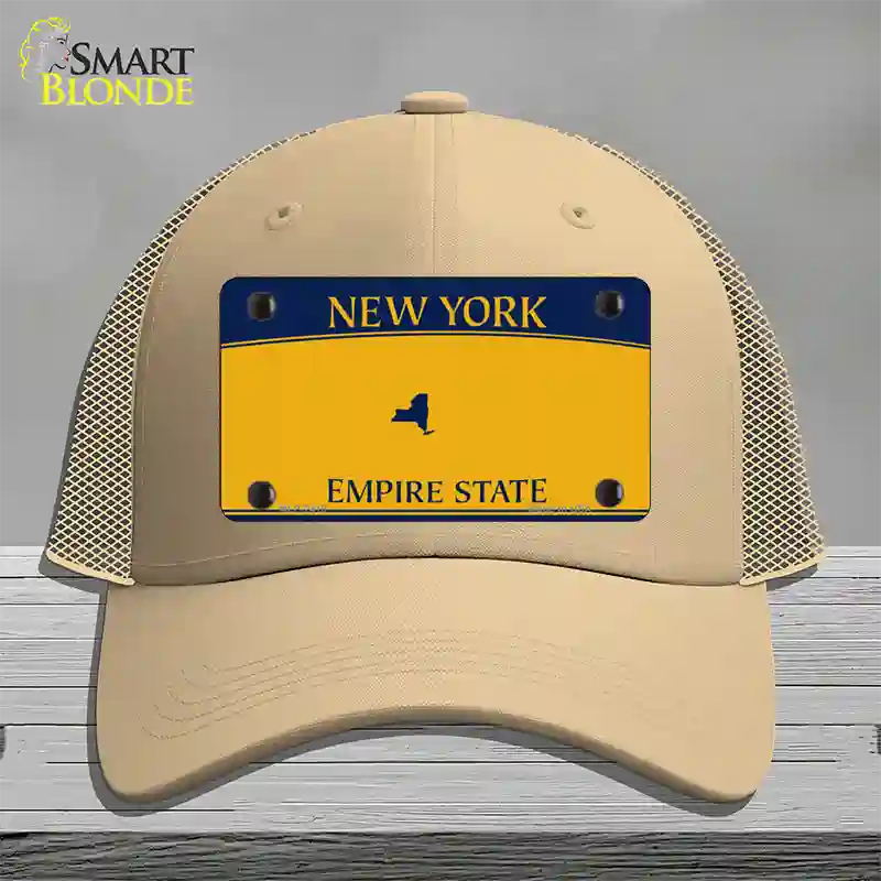 New York State Blanks Novelty License Plate Hat Mesh / Khaki